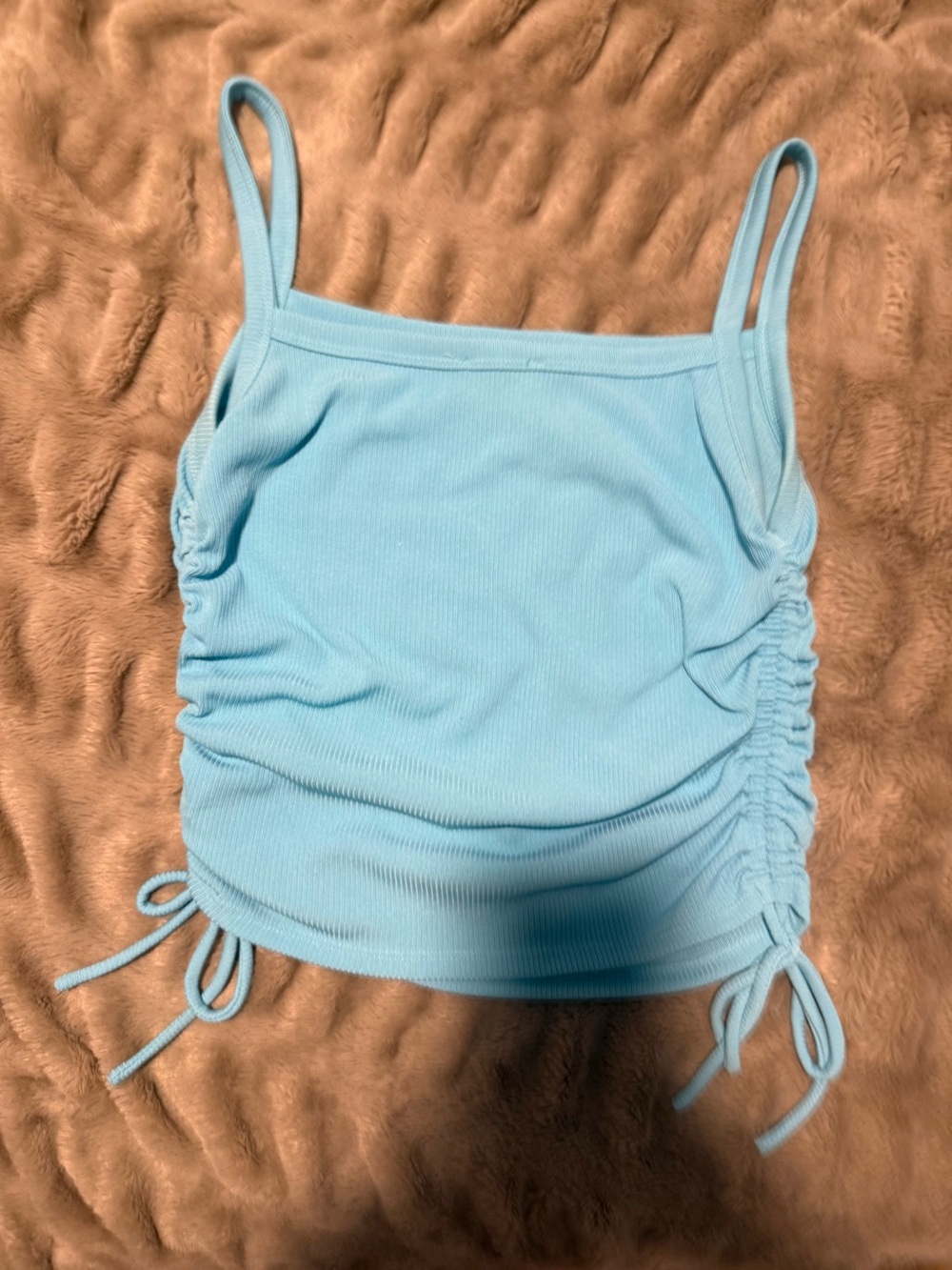 Light Blue Ruched Tank Top – Size Large